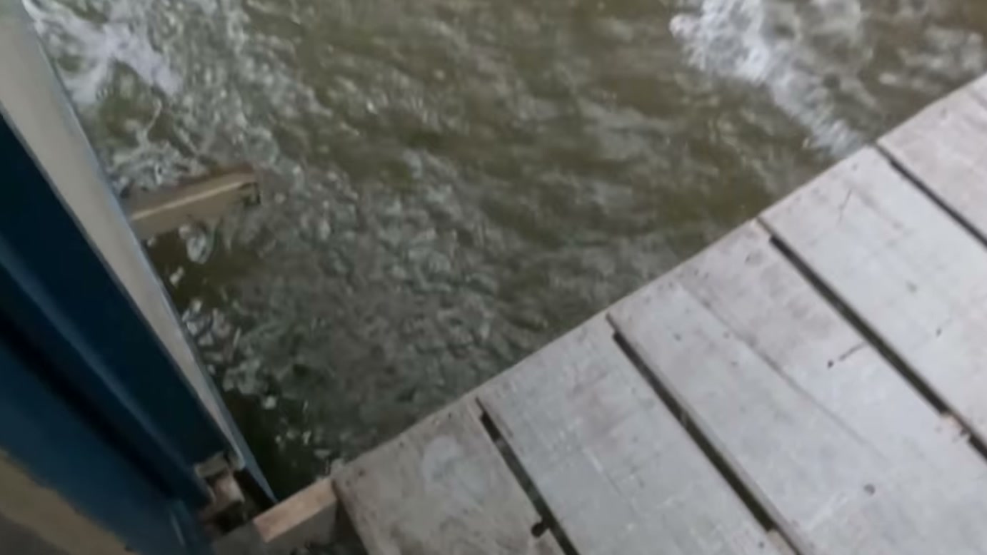 Casinha flutuante balança durante tempestade no Rio Paraná, e Gabriel Guelfi precisa reforçar cordas enquanto escada cai e telha ameaça se soltar