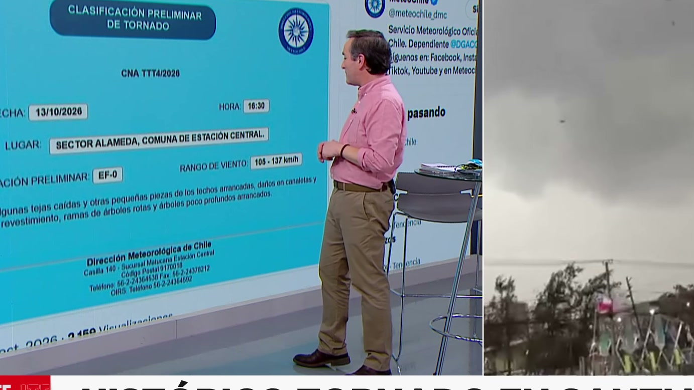 Tornado atinge área de terminal em Santiago e faz coberturas girarem, mas classificação da meteorologia chilena ainda era preliminar, segundo o Meganoticias